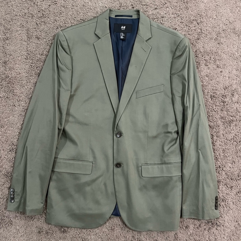 H&M Men’s Olive Green Slim Fit Blazer SZ 42R